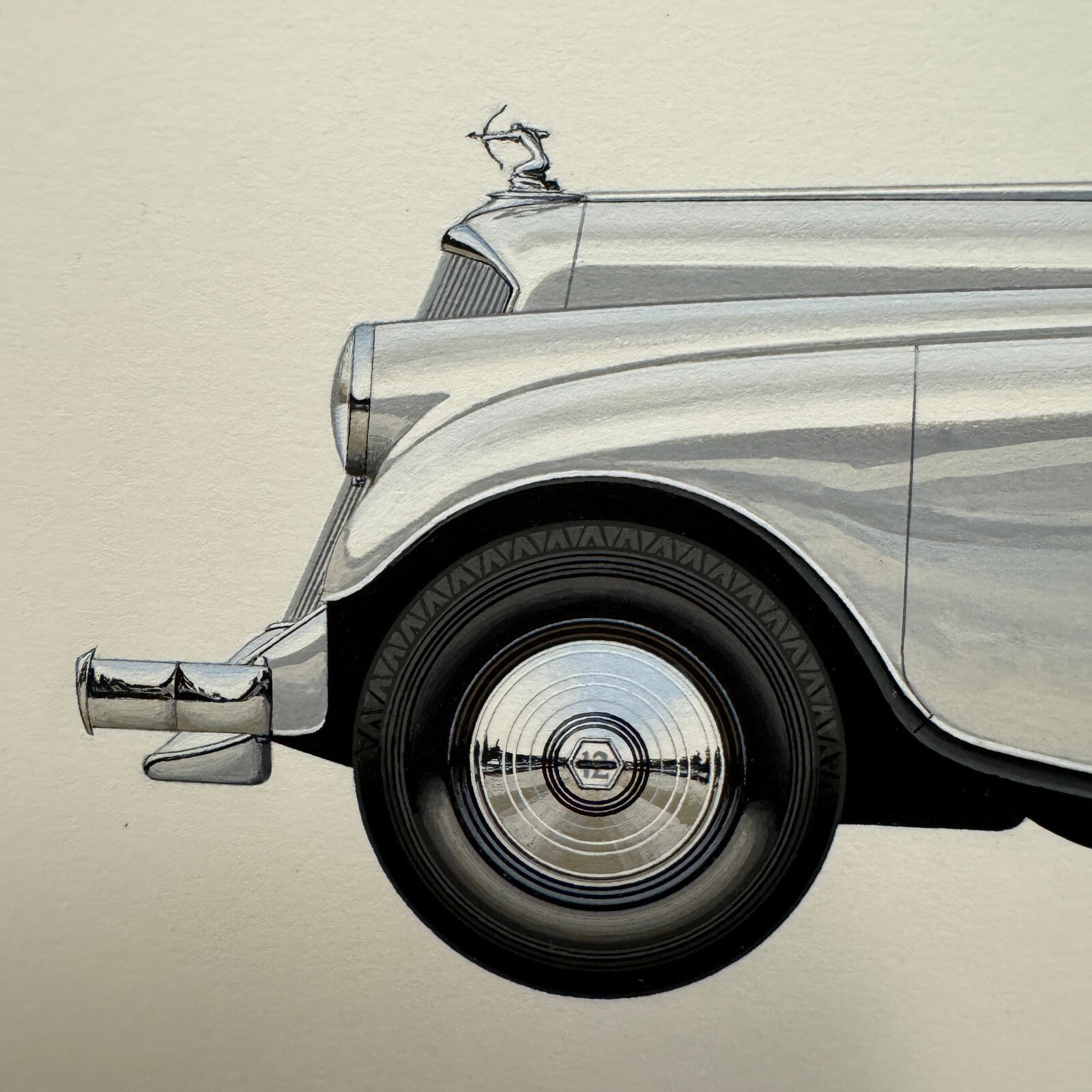 1933 Pierce Arrow Silver Arrow Car Illustration Art Drawing Hand Drawn