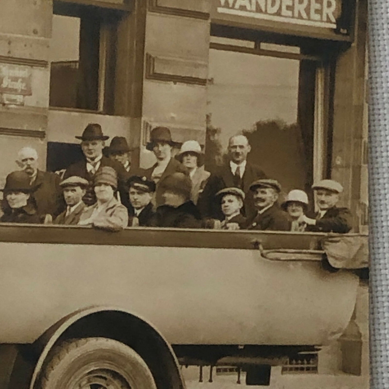Antique Vintage RPPC Photo Postcard Post Card Bus outside Car Dealer BMW Paige +