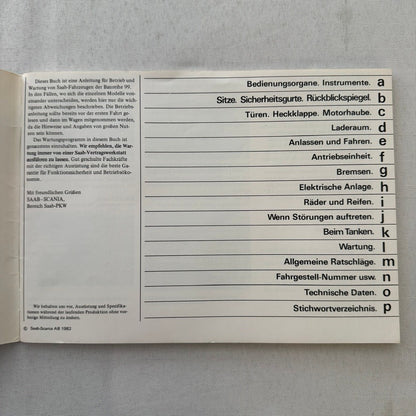 1983 Saab 99 Owners Manual Instruction Book Guide GERMAN