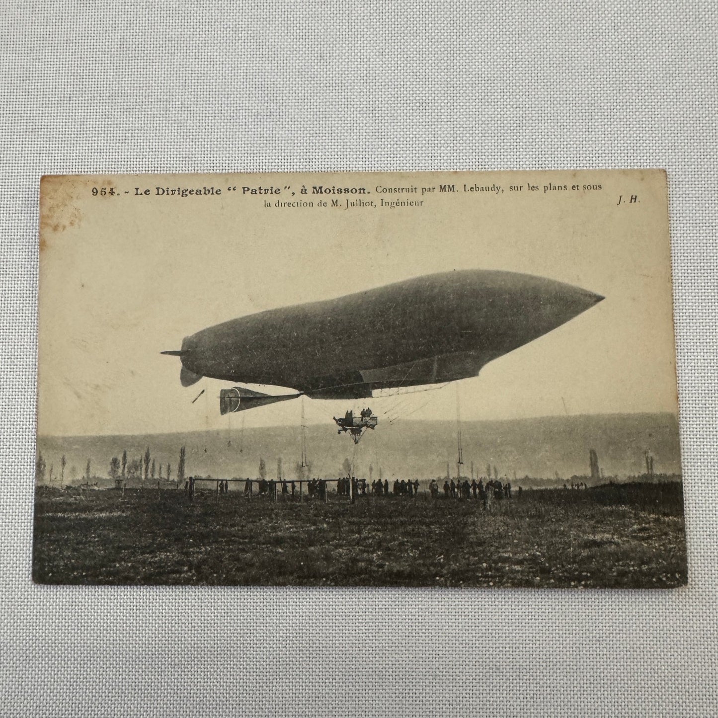 Vintage Zeppelin Airship Dirigible Postcard Post Card French Patrie 1908 Posted