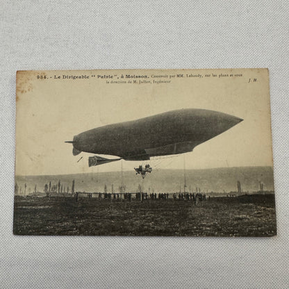 Vintage Zeppelin Airship Dirigible Postcard Post Card French Patrie 1908 Posted