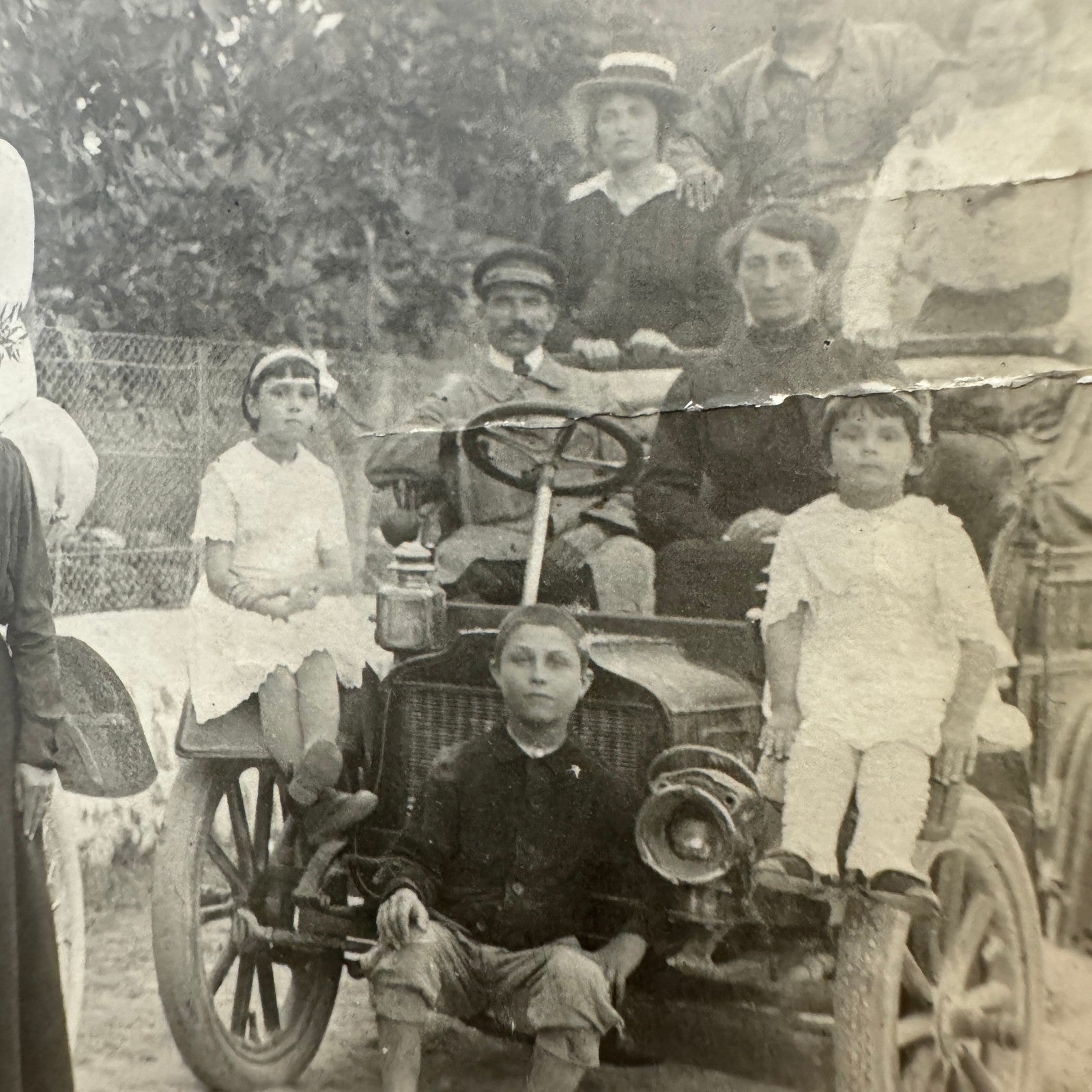 Antique Photo Photograph Print People with Automobile Car
