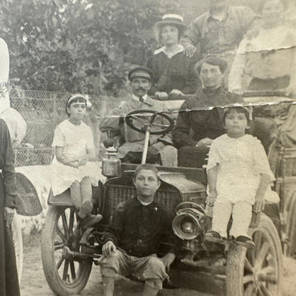 Antique Photo Photograph Print People with Automobile Car