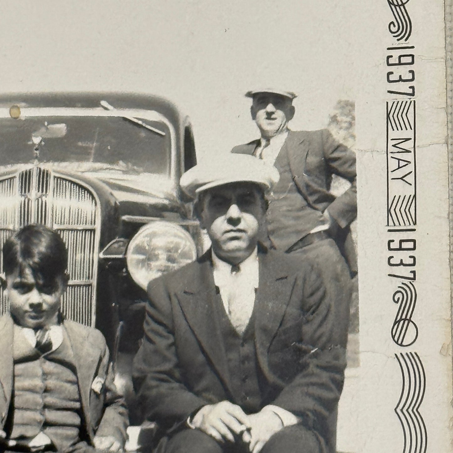 Vintage Photo Photograph Print People Child with Early Car Automobile