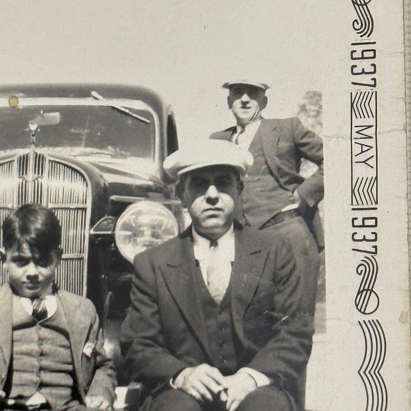 Vintage Photo Photograph Print People Child with Early Car Automobile