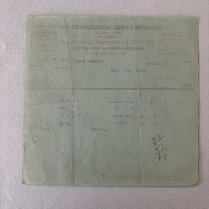 Cooperating Merchants Company Buggies and Hardware 1908 Receipt Invoice Lot 6x