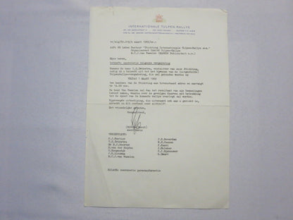 1969 RAC Tulpen Rallye Rally Racing Letter Letterhead - Dutch Rallying 