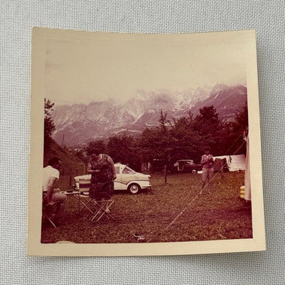 Micro Car at Camp Site Photo Photograph Print Vintage Snapshot Lot 3x Germany