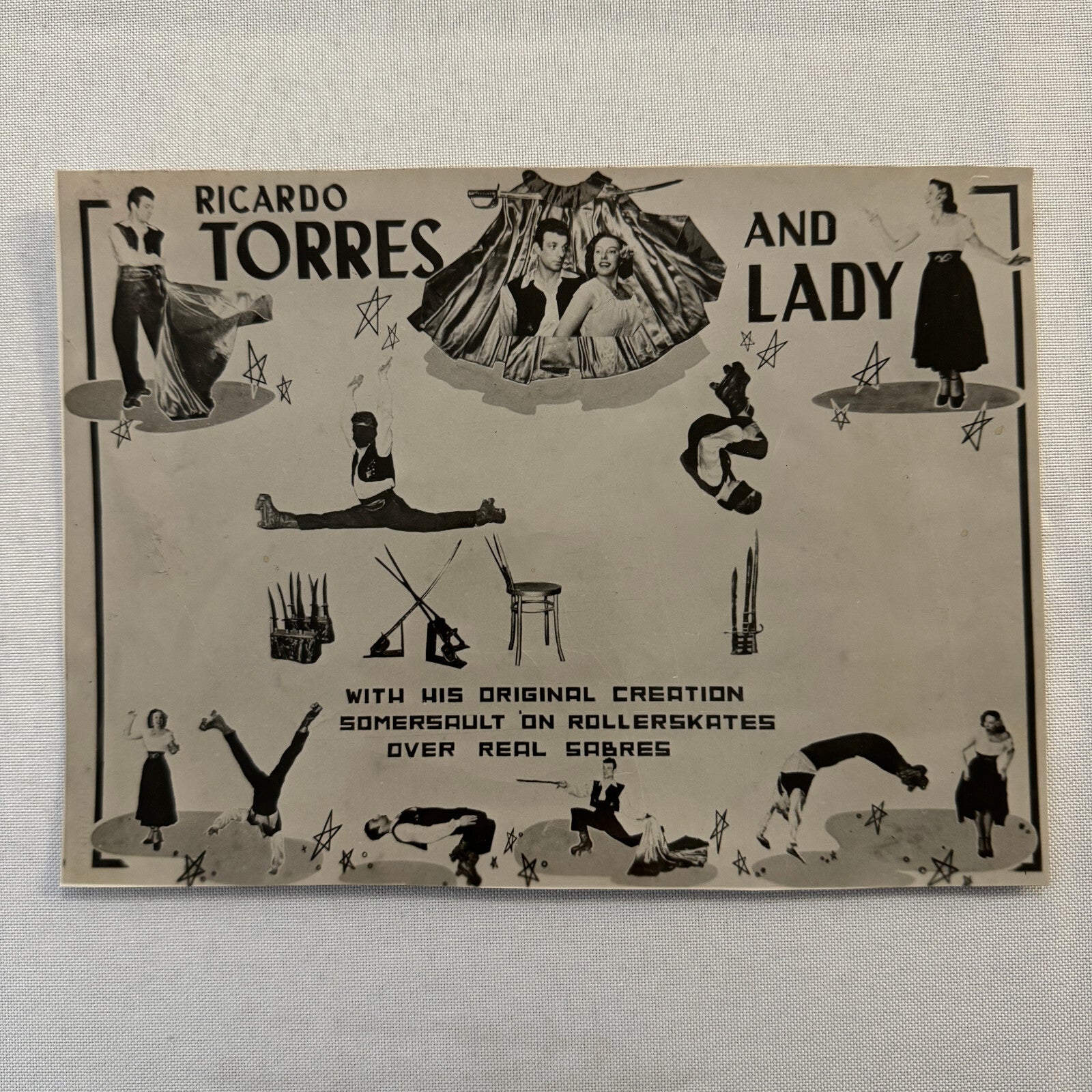 Vintage Circus Roller Skating Danger Act Postcard Post Card Ricardo Torez