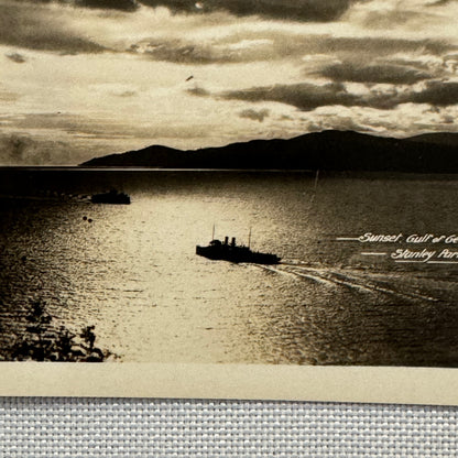 Vintage Ship Boat Sunset Photo Photograph Vancouver British Columbia