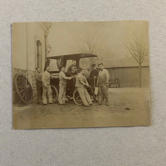 Antique Photo Photograph Print Men with Early Automobile Italian ? 