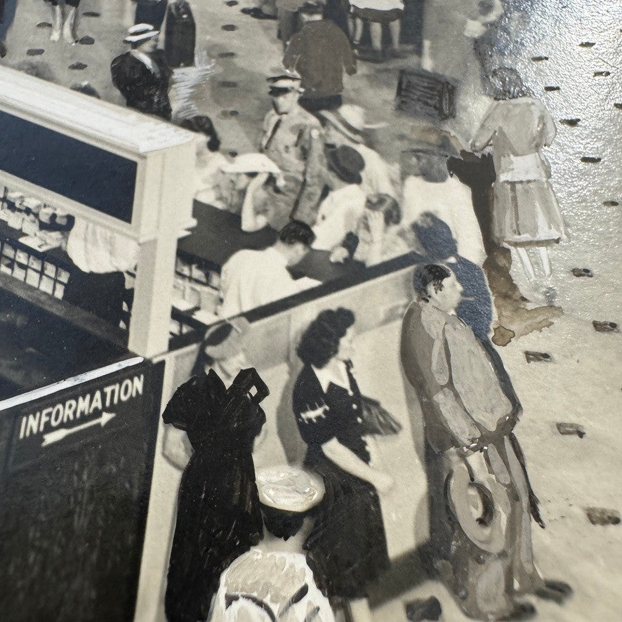 Vintage Train Station Railroad Photograph Washington DC Crowd People Photo Print