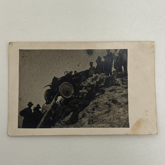Antique Car Automobile on Mountain Italian Real Photo Postcard RPPC Photograph