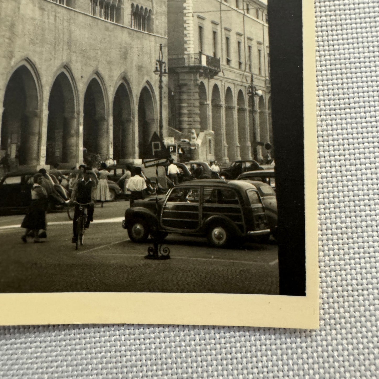 Vintage Photograph Photo Print Automobile People Building European Street Scene