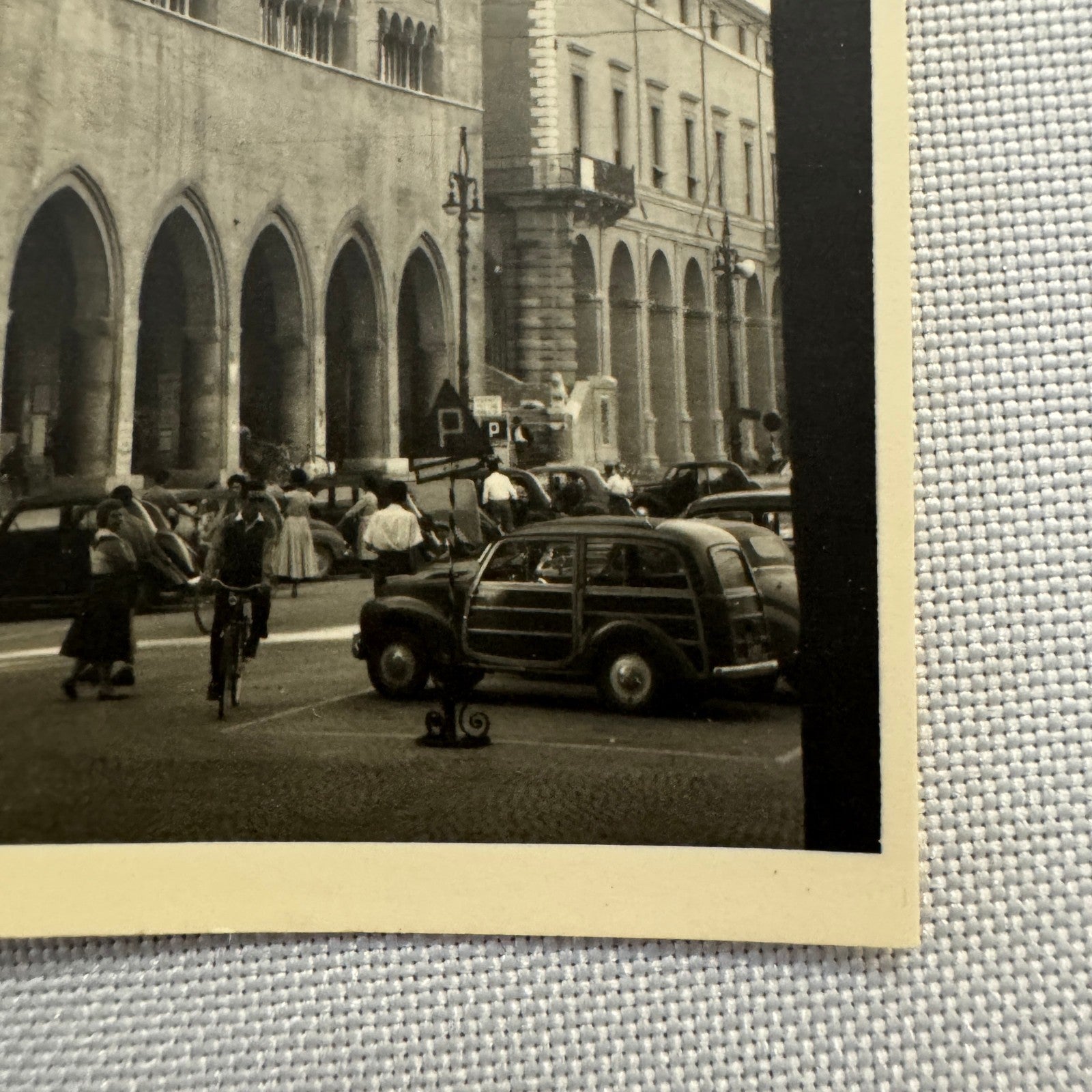 Vintage Photograph Photo Print Automobile People Building European Street Scene