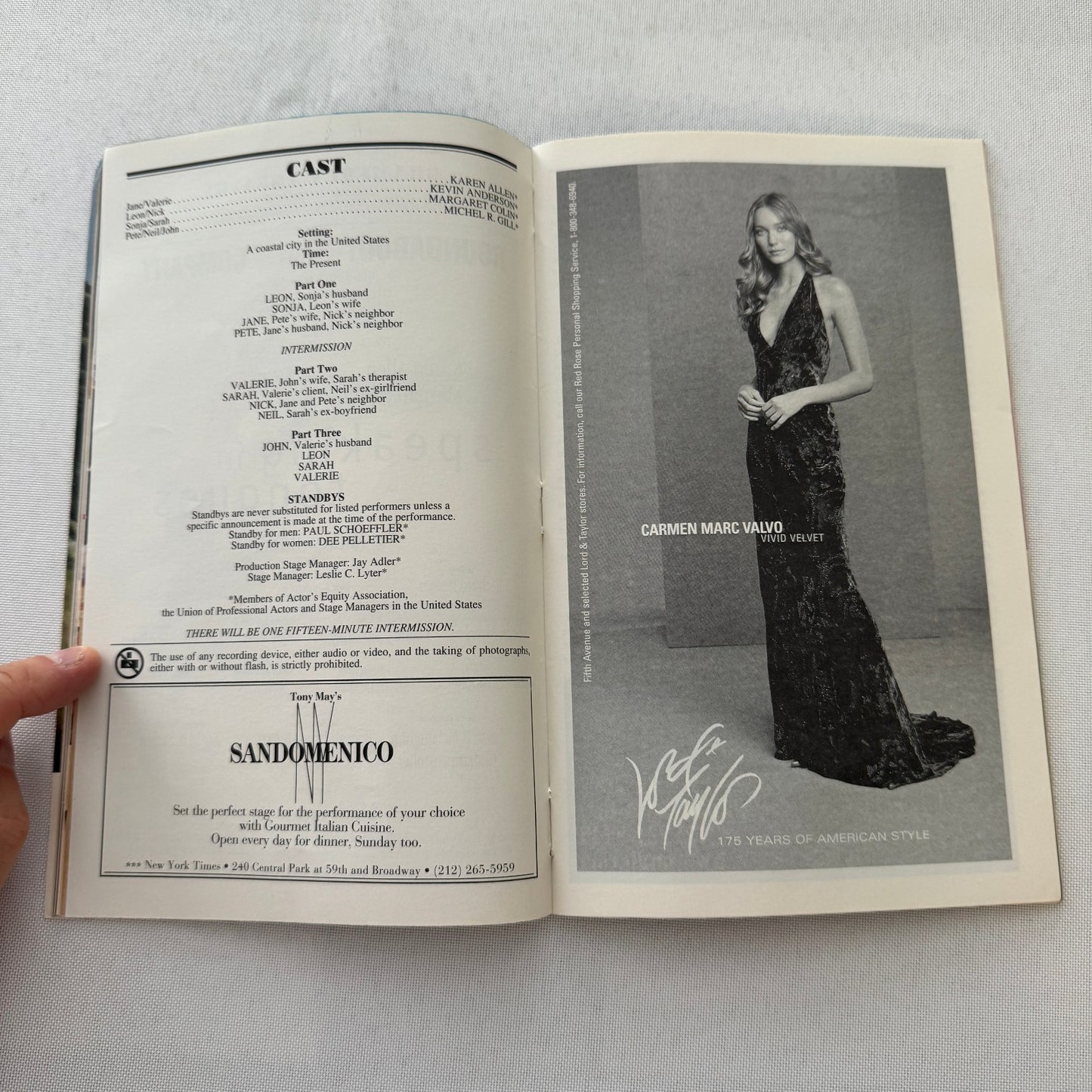 Speaking in Tongues Cast Signed Program Playbill Karen Allen and More 2001