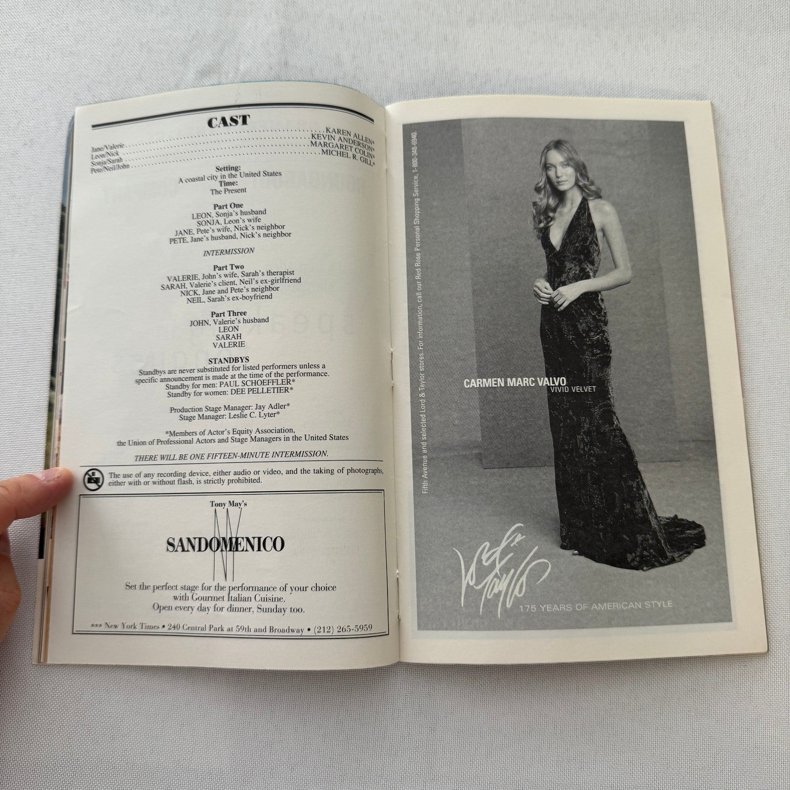 Speaking in Tongues Cast Signed Program Playbill Karen Allen and More 2001