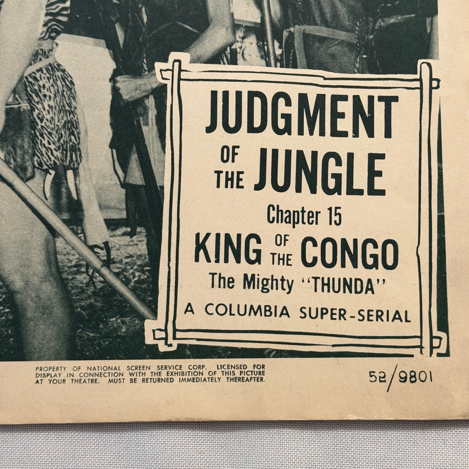 Vintage Movie Lobby Card Poster 1952 Judgement of the Jungle King of the Congo