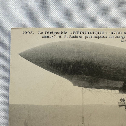 Vintage Zeppelin Airship Dirigible Postcard Post Card French Republique Republic