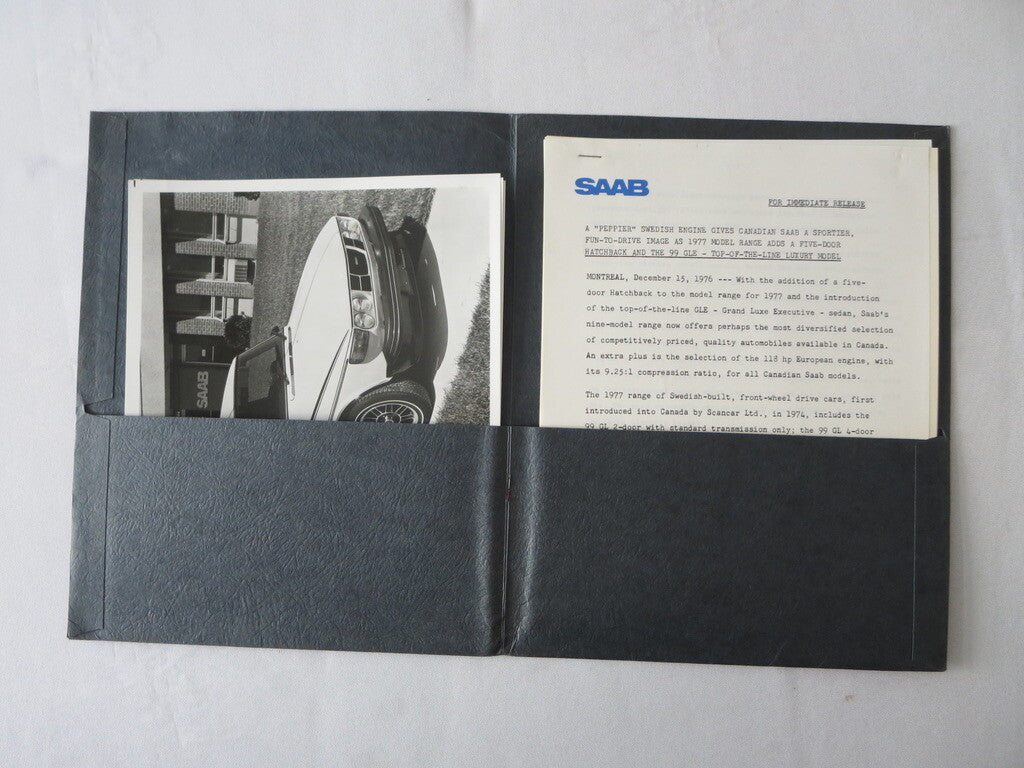 1977 Saab Press Kit Brochure Photos 99 GLE 5-Door Hatchback 99 GL Sport 