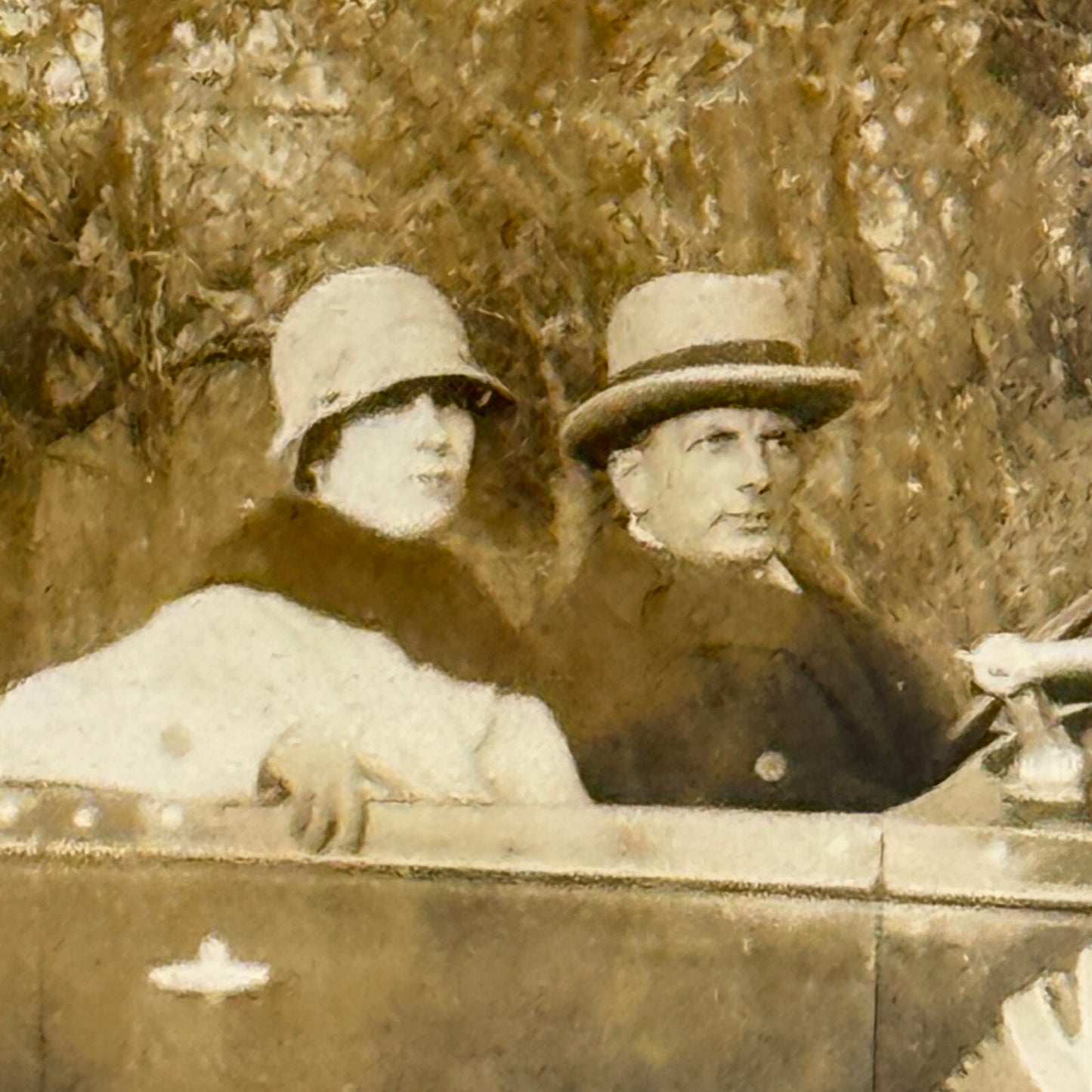 Vintage Photo Photograph Print Man Woman Couple in Early Automobile Car