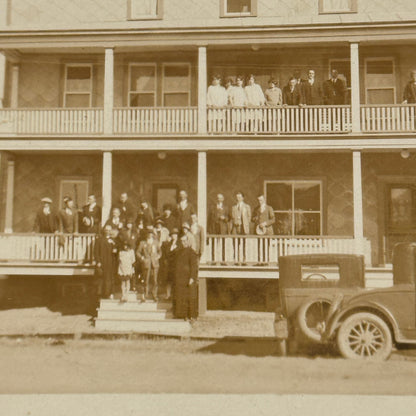 Real Photo Postcard RPPC Hotel Victoria People Cars Automobile Antique Vintage