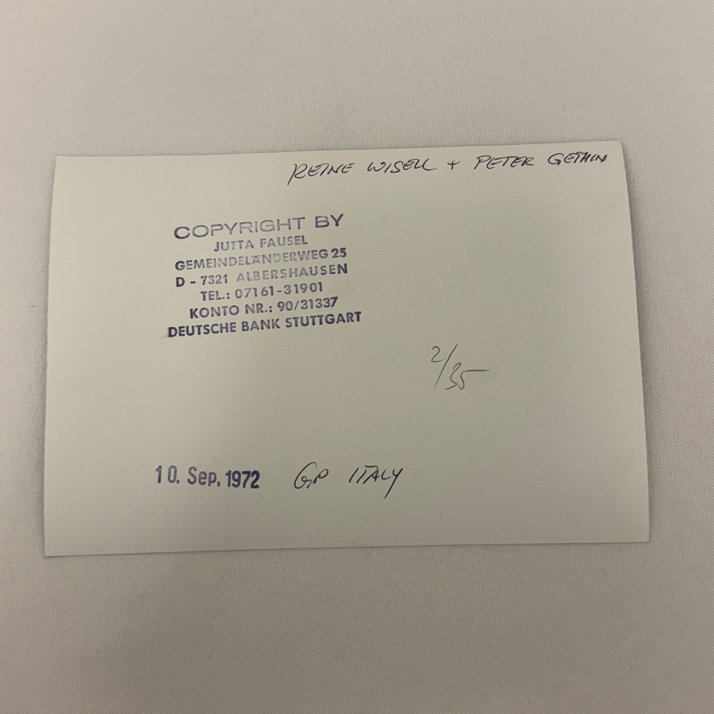 Vintage Racing Photo 1972 Italian Grand Prix Race Reine Wisell Peter Gethin