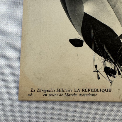 Vintage Zeppelin Airship Dirigible Postcard Post Card French Republique Military