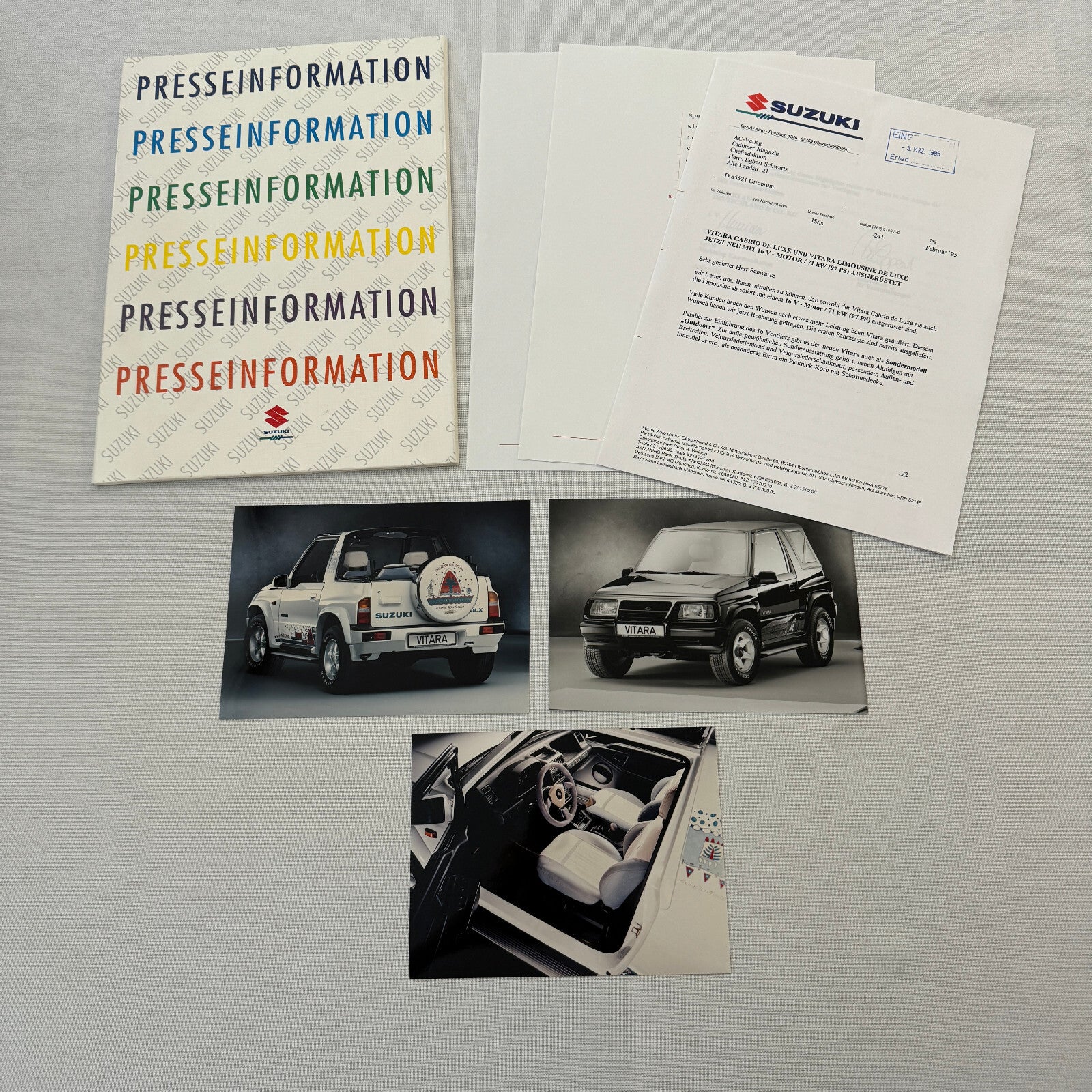 1995 Suzuki Vitara Press Kit German Text European Market Brochure Photos