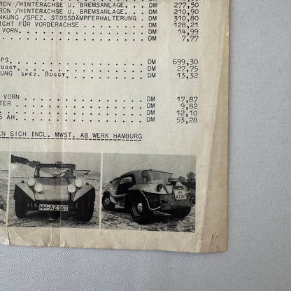 Haz Buggy Dune Buggy Vintage Brochure Flyer Advertisement Ephemera Car GERMAN