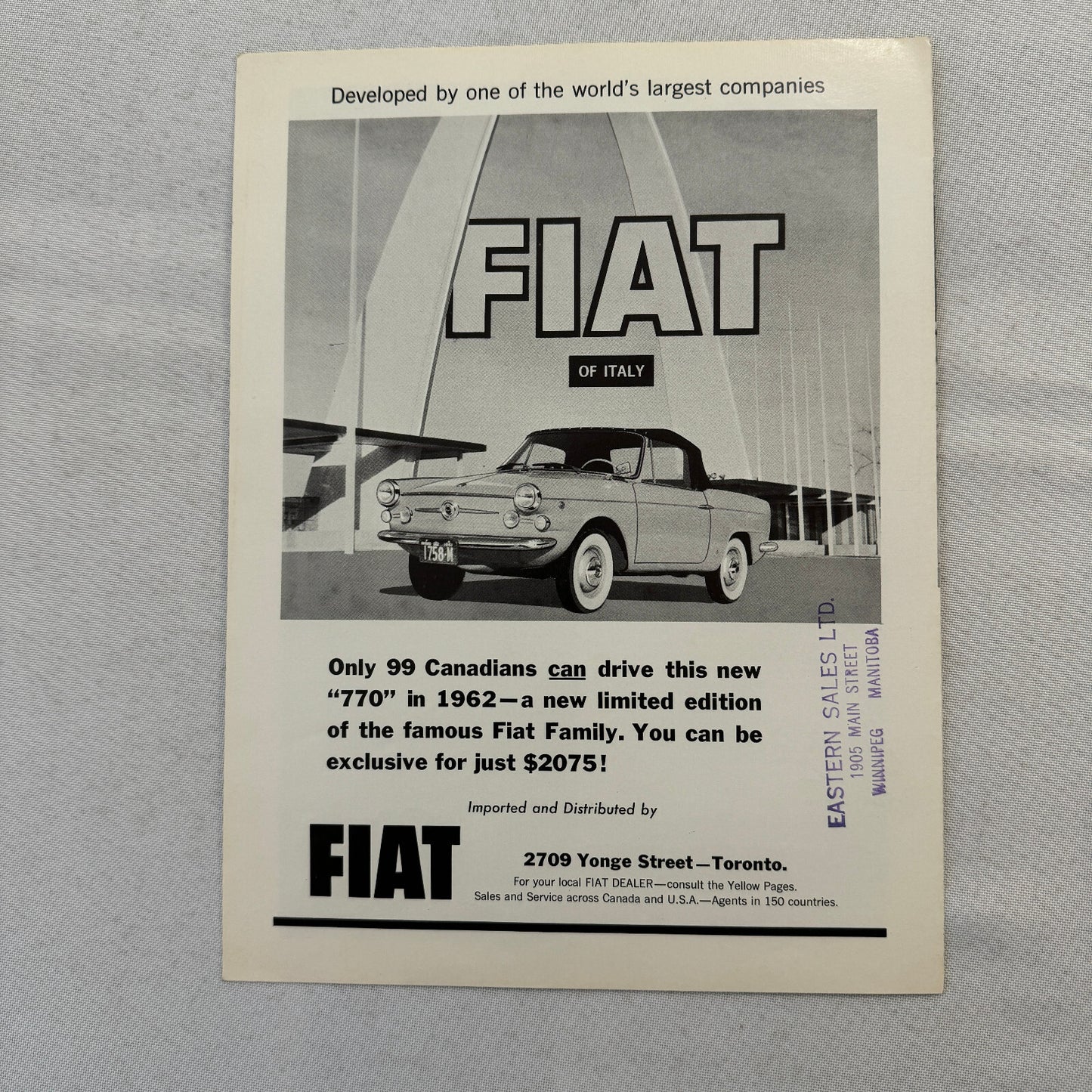 Fiat 770 Sports Car Track and Traffic Road Test Brochure Catalog Advertising