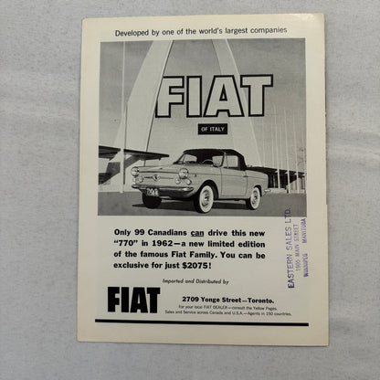 Fiat 770 Sports Car Track and Traffic Road Test Brochure Catalog Advertising