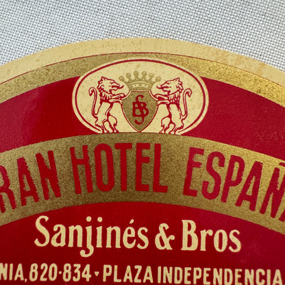Vintage Hotel Travel Luggage Label Gran Hotel Espana Montevideo Uruguay
