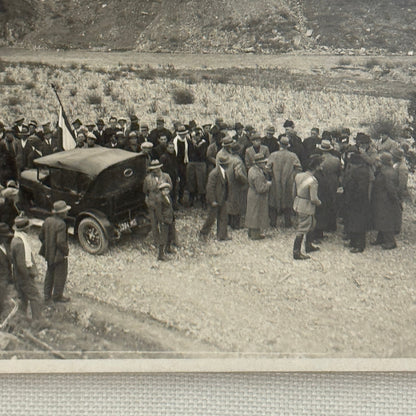 Vintage Photograph Crowd of People with Early Antique Cars Automobiles