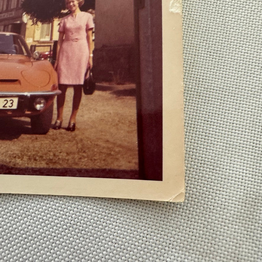 Opel GT Car Automobile Women Photo Photograph Snapshot Print Vintage