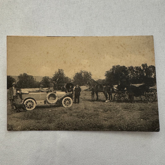 Vintage Car Automobile Postcard Post Card Italy Italian Horse Drawn Wagon
