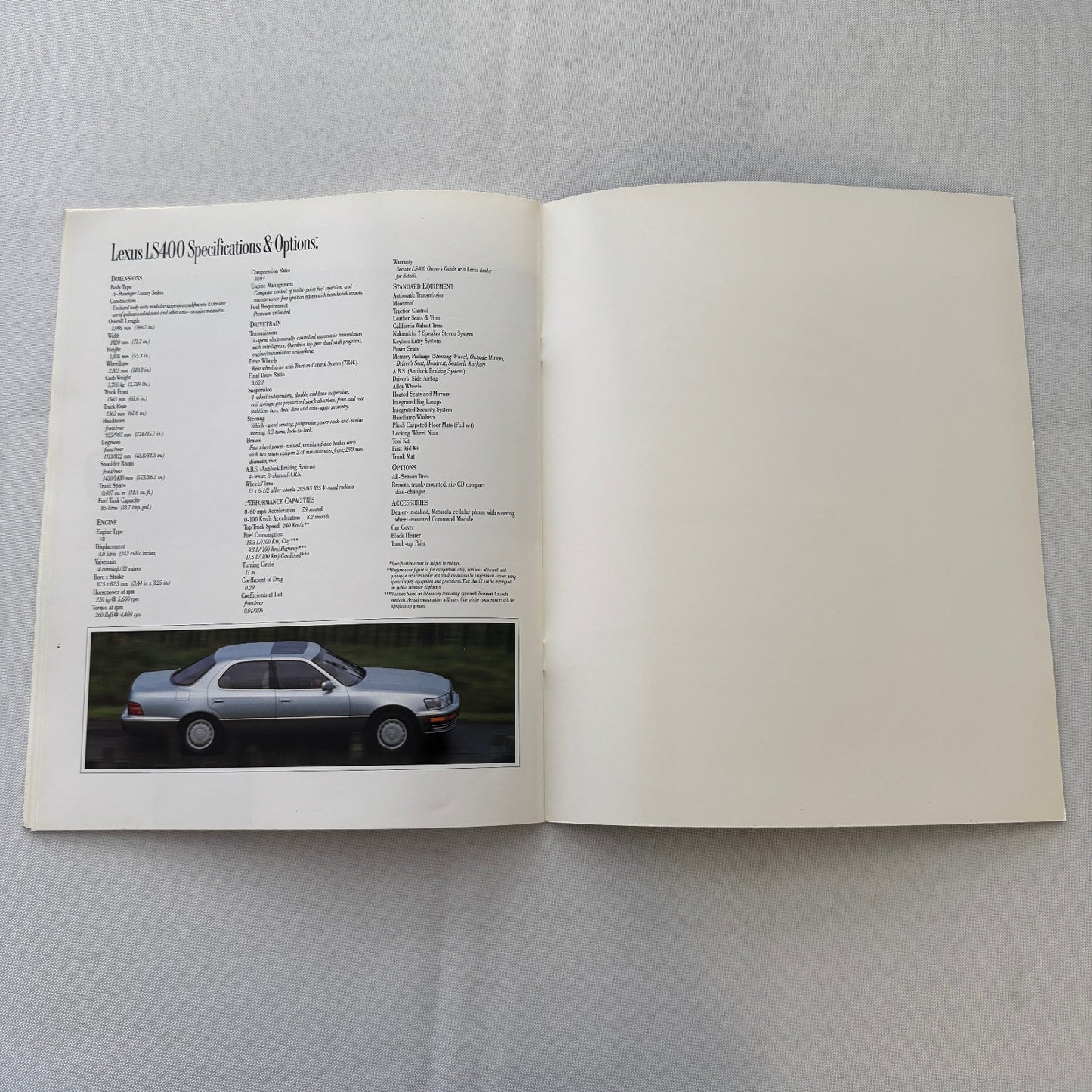 Lexus LS400 Car Sales Brochure Catalog Advertising Canadian Lexus LS 400 Vintage