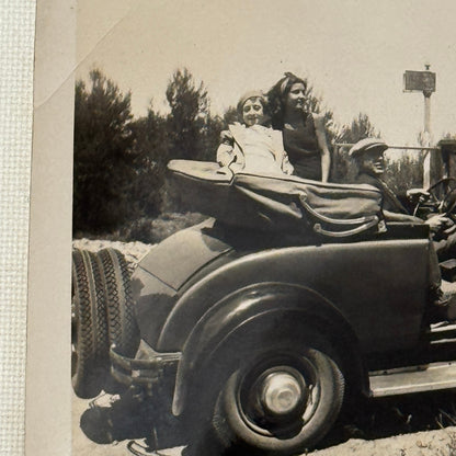 Vintage Photo Photograph Print People in Early Automobile Car