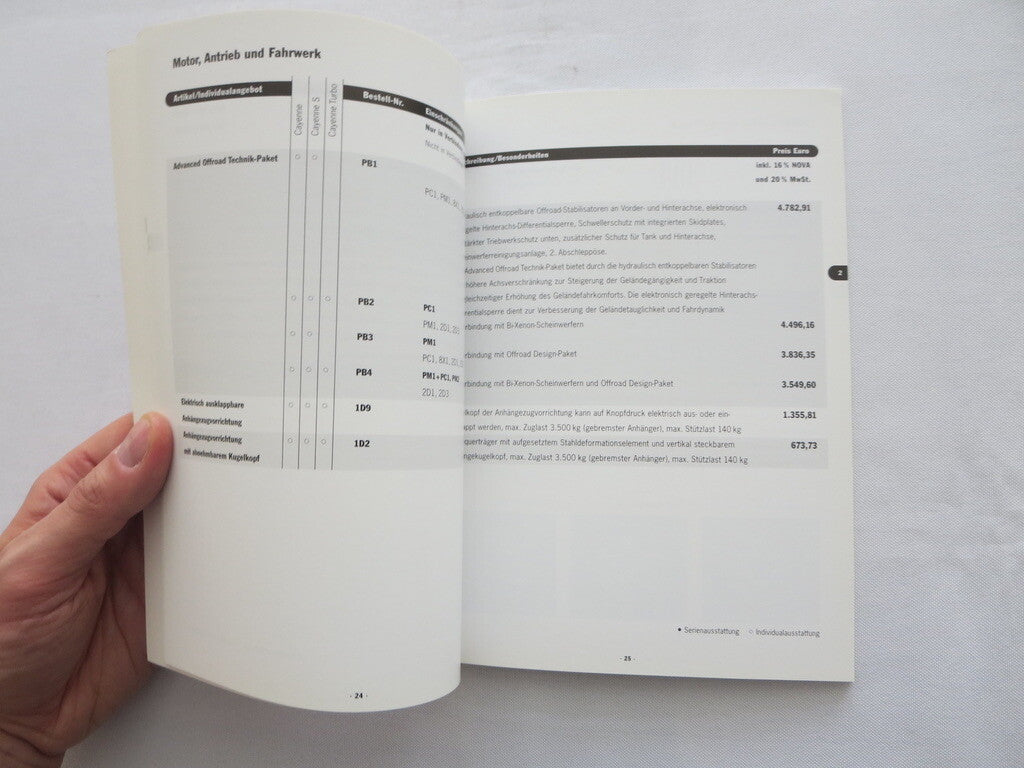 2005 Porsche Cayenne Price & Options Sales Brochure Book Catalog GERMAN 