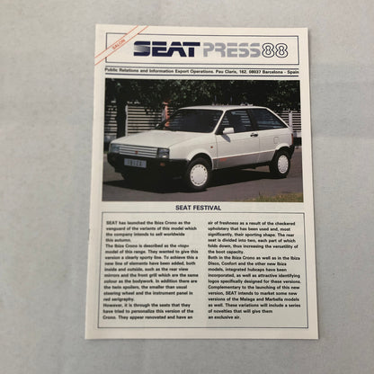 1988 SEAT Car Press KIt Marbella Ibiza Disco Malaga Premier Commercial Truck
