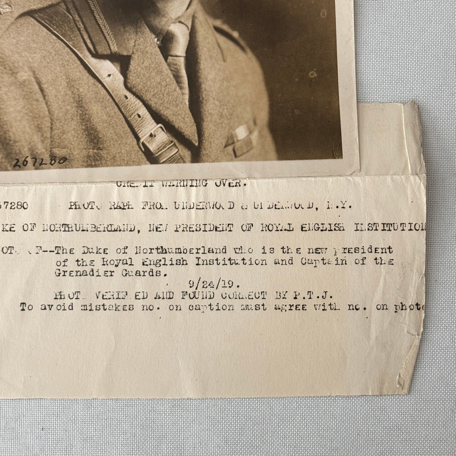 Duke of Northumberland President Royal English Institution Press Photo 1919