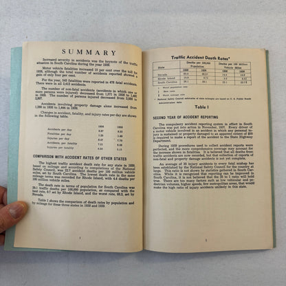 1939 South Carolina Facts about Traffic Accidents Car Automobile Report Book
