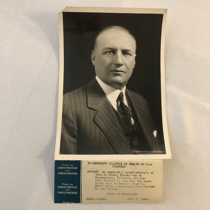 Press Photo Photograph Republican Senator Otis F Glenn Illinois Underwood 1928