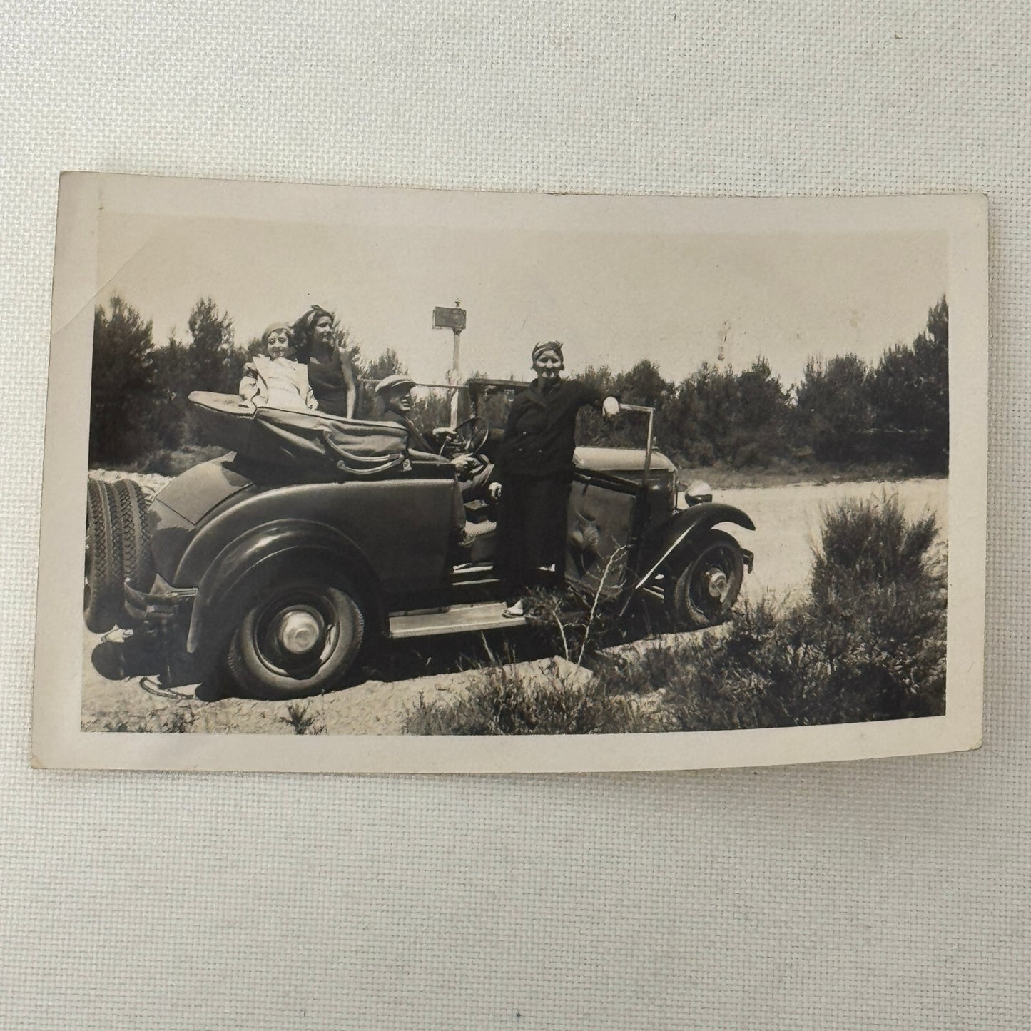 Vintage Photo Photograph Print People in Early Automobile Car