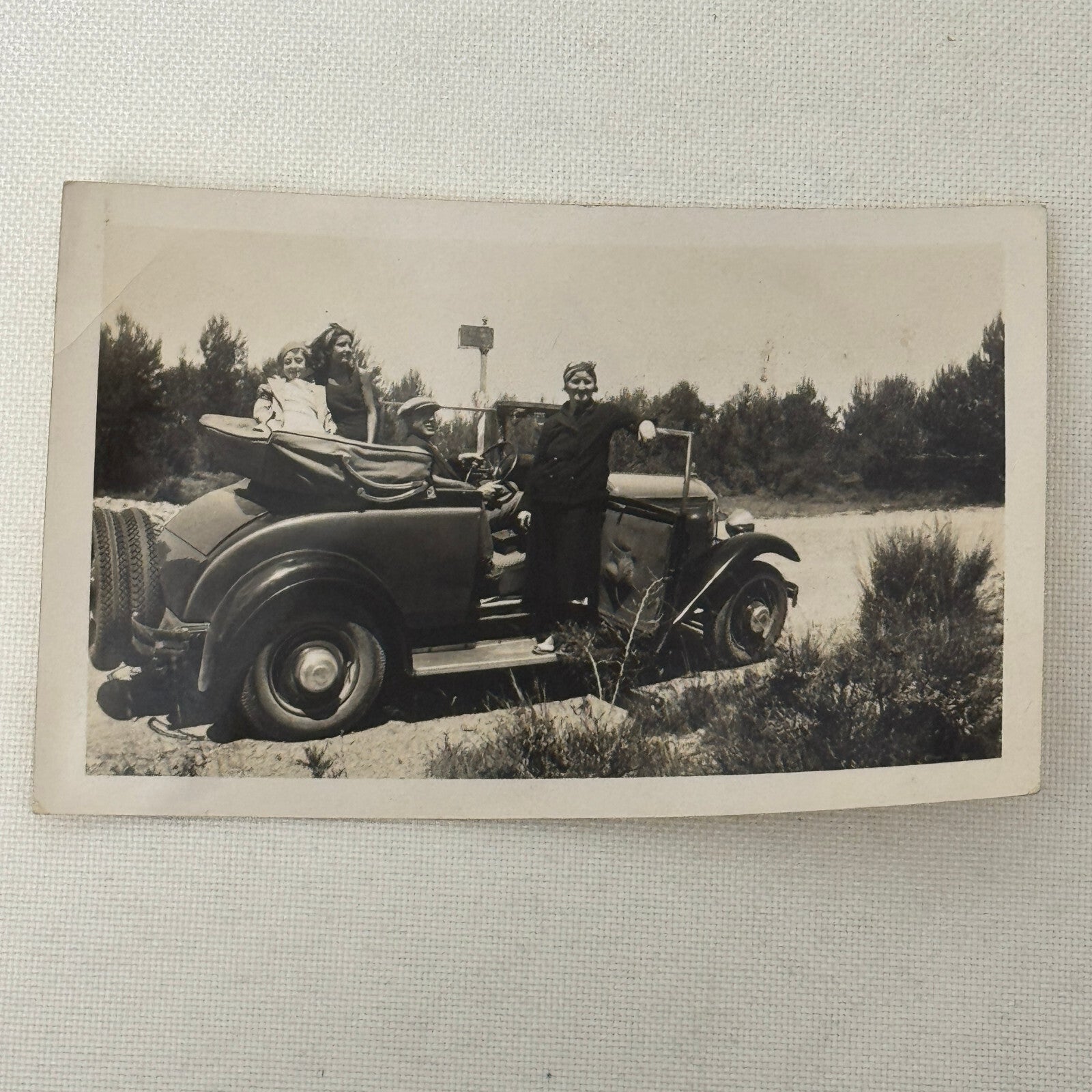 Vintage Photo Photograph Print People in Early Automobile Car
