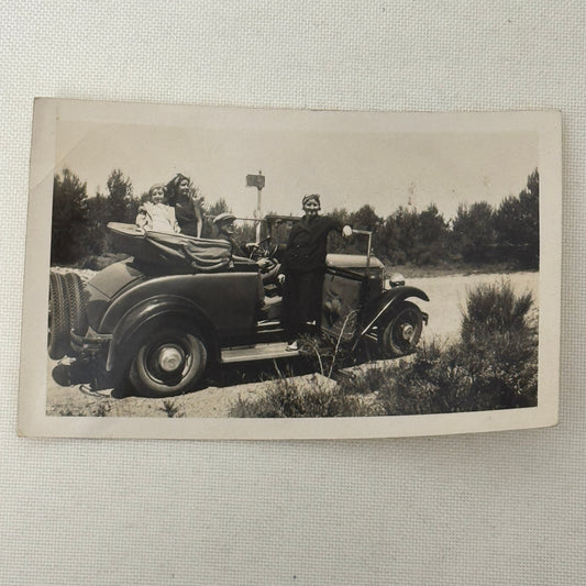 Vintage Photo Photograph Print People in Early Automobile Car