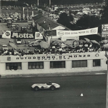 Vintage Photo Postcard Post Card Mercedes Benz Car at Monza Juan Manuel Fangio 