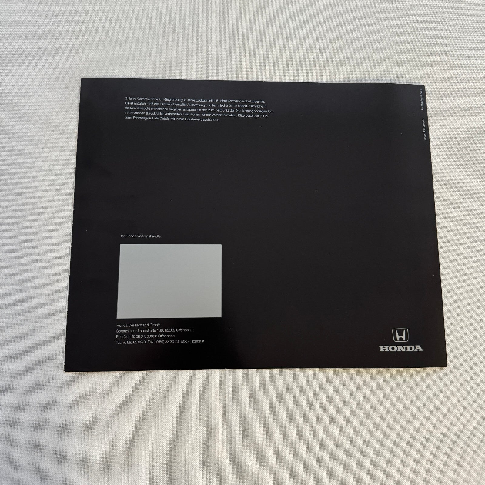 Honda NSX Car Sales Brochure Catalog Advertising GERMAN Text Acura NSX