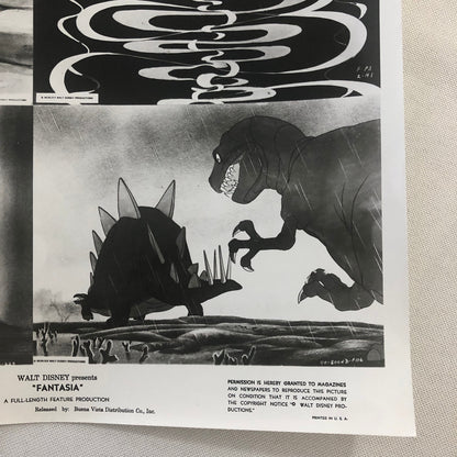 Walt Disney Fantasia Movie Film Press Photo Photograph Mickey Mouse Dinosaurs