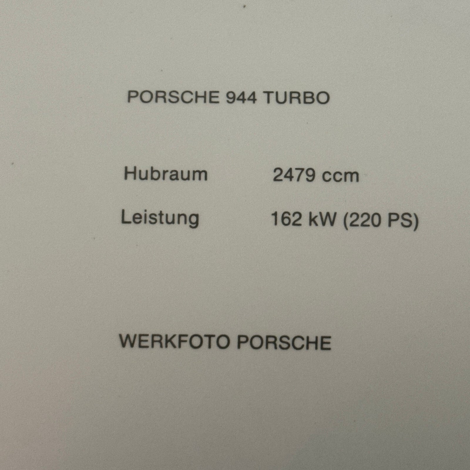 Porsche 944 Turbo Car Factory Press Photo Photograph Werkfoto German